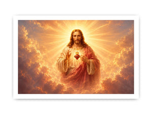 Golden Jesus sacred heart wall art for luxury living room decor.