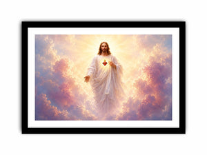 Radiant Jesus sacred heart canvas art for peaceful home decor.