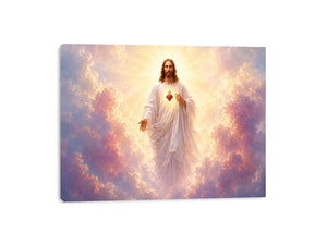 Radiant Jesus sacred heart canvas art for peaceful home decor.