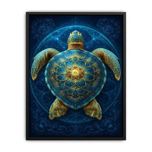 Ornate sea turtle canvas art for peaceful coastal room decor.