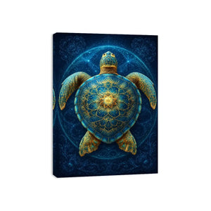 Ornate sea turtle canvas art for peaceful coastal room decor.