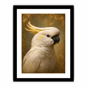 Elegant white cockatoo canvas art for neutral bedroom decor.