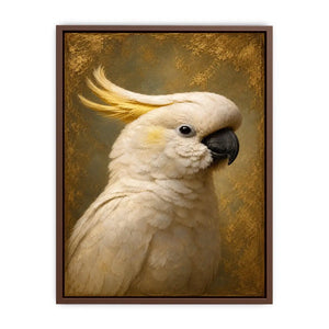 Elegant white cockatoo canvas art for neutral bedroom decor.