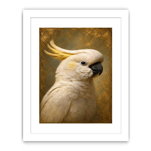 Elegant white cockatoo canvas art for neutral bedroom decor.