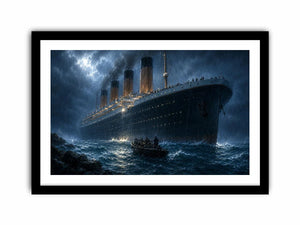 Dramatic ocean liner canvas art for moody office wall decor.