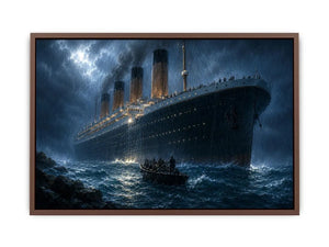 Dramatic ocean liner canvas art for moody office wall decor.