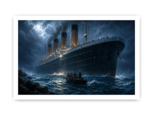 Dramatic ocean liner canvas art for moody office wall decor.