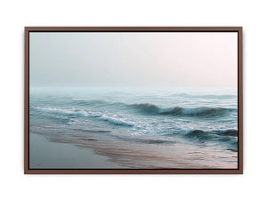 Minimal ocean wave canvas art for calm coastal bedroom or living room decor.