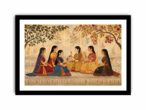 traditional women garden canvas art for elegant living room decor.