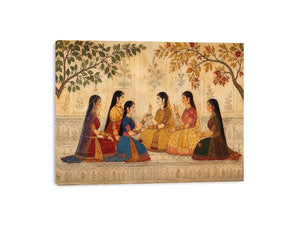traditional women garden canvas art for elegant living room decor.