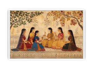 traditional women garden canvas art for elegant living room decor.