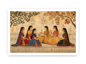 traditional women garden canvas art for elegant living room decor.