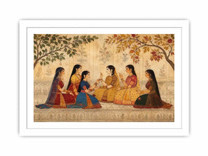 traditional women garden canvas art for elegant living room decor.