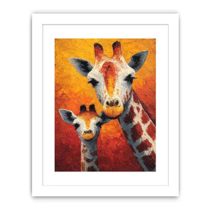 Two giraffe portrait canvas art for warm nursery and kids room decor.