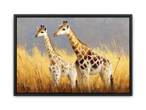 Soft giraffe savanna canvas art for neutral nursery and living room decor.