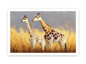 Soft giraffe savanna canvas art for neutral nursery and living room decor.