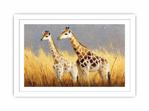 Soft giraffe savanna canvas art for neutral nursery and living room decor.