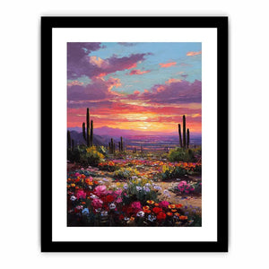 Vertical desert cactus sunset canvas art for colourful bedroom decor.