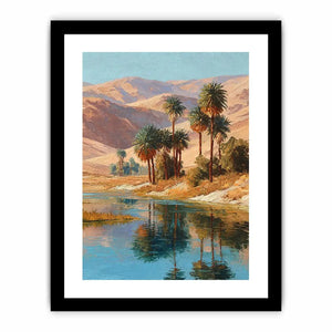 Oasis palm landscape canvas art for serene living room decor.