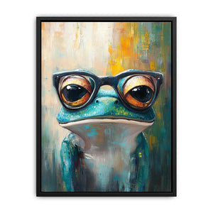 Frog with Galsses Canvas Painting