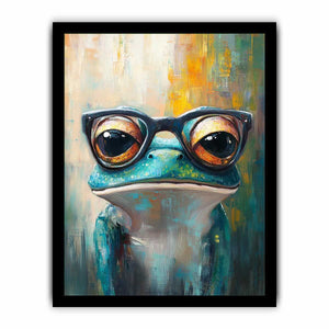 Frog with Galsses Canvas Painting