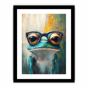 Frog with Galsses Canvas Painting
