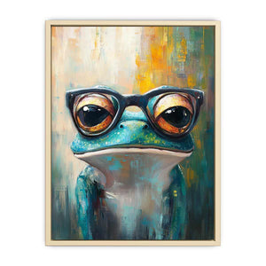 Frog with Galsses Canvas Painting