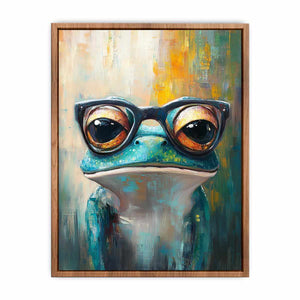 Frog with Galsses Canvas Painting