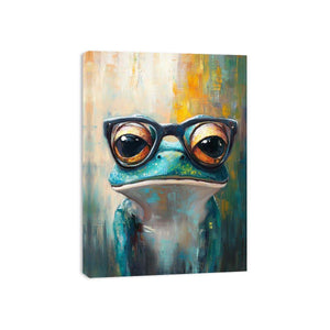 Frog with Galsses Canvas Painting