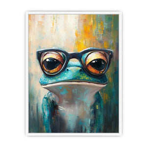 Frog with Galsses Canvas Painting