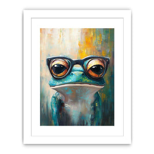 Frog with Galsses Canvas Painting