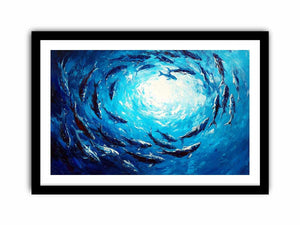 Blue Swim Canvas Painting