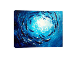 Blue Swim Canvas Painting
