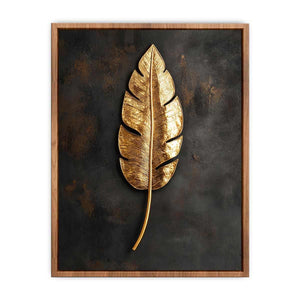 Gold Feather Canvas Painting