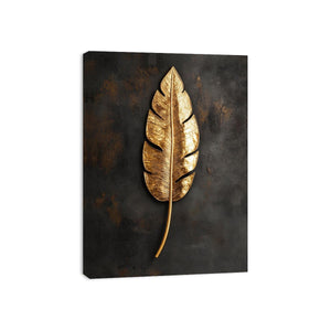 Gold Feather Canvas Painting