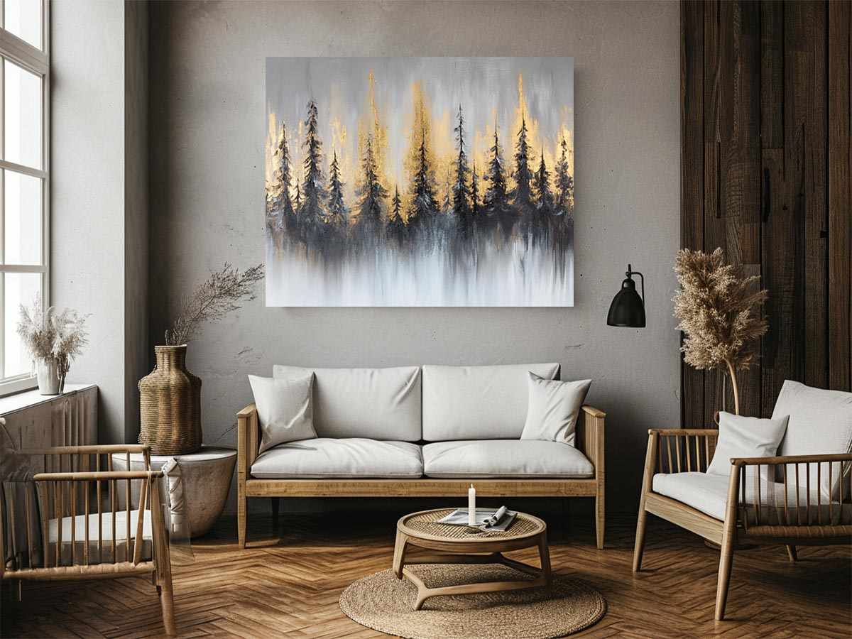 Silver Gold Forest Painting