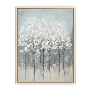 Abstract White Flowers Canvas Painting