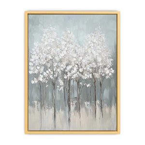 Abstract White Flowers Canvas Painting