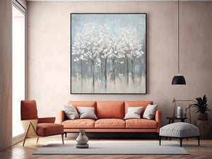 Abstract White Flowers Painting