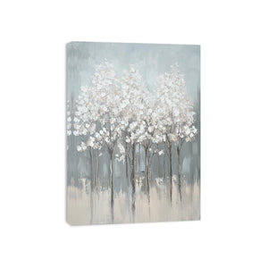Abstract White Flowers Canvas Painting