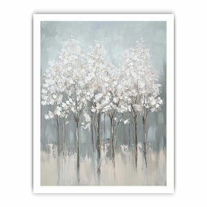 Abstract White Flowers Canvas Painting