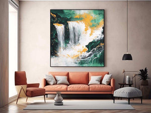 Gold Waterfall Painting