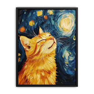 Van Gogh Cat Canvas Painting