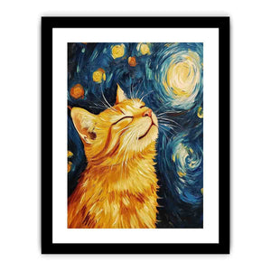 Van Gogh Cat Canvas Painting