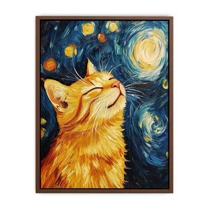Van Gogh Cat Canvas Painting