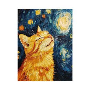 Van Gogh Cat Oil Painting