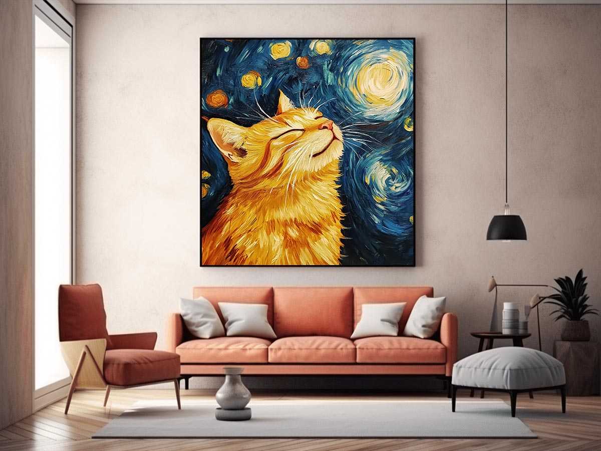 Van Gogh Cat Painting