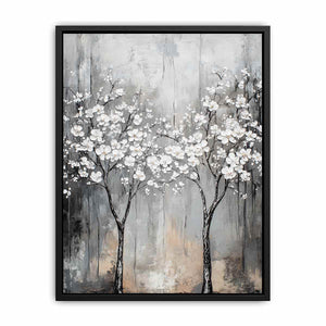 Abstract Silver Trees Canvas Painting