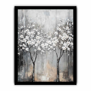 Abstract Silver Trees Canvas Painting