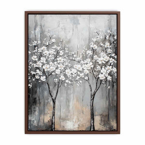 Abstract Silver Trees Canvas Painting
